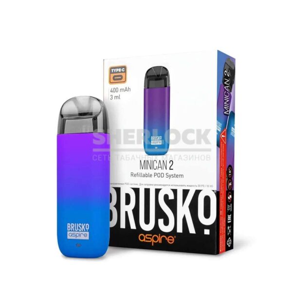 Перезаправляемая POD-система BRUSKO MINICAN 2 (Сине-фиолетовый градиент)