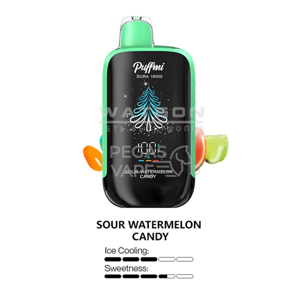 Электронная сигарета PUFFMI DURA 18000 (Кислые арбузные конфеты)