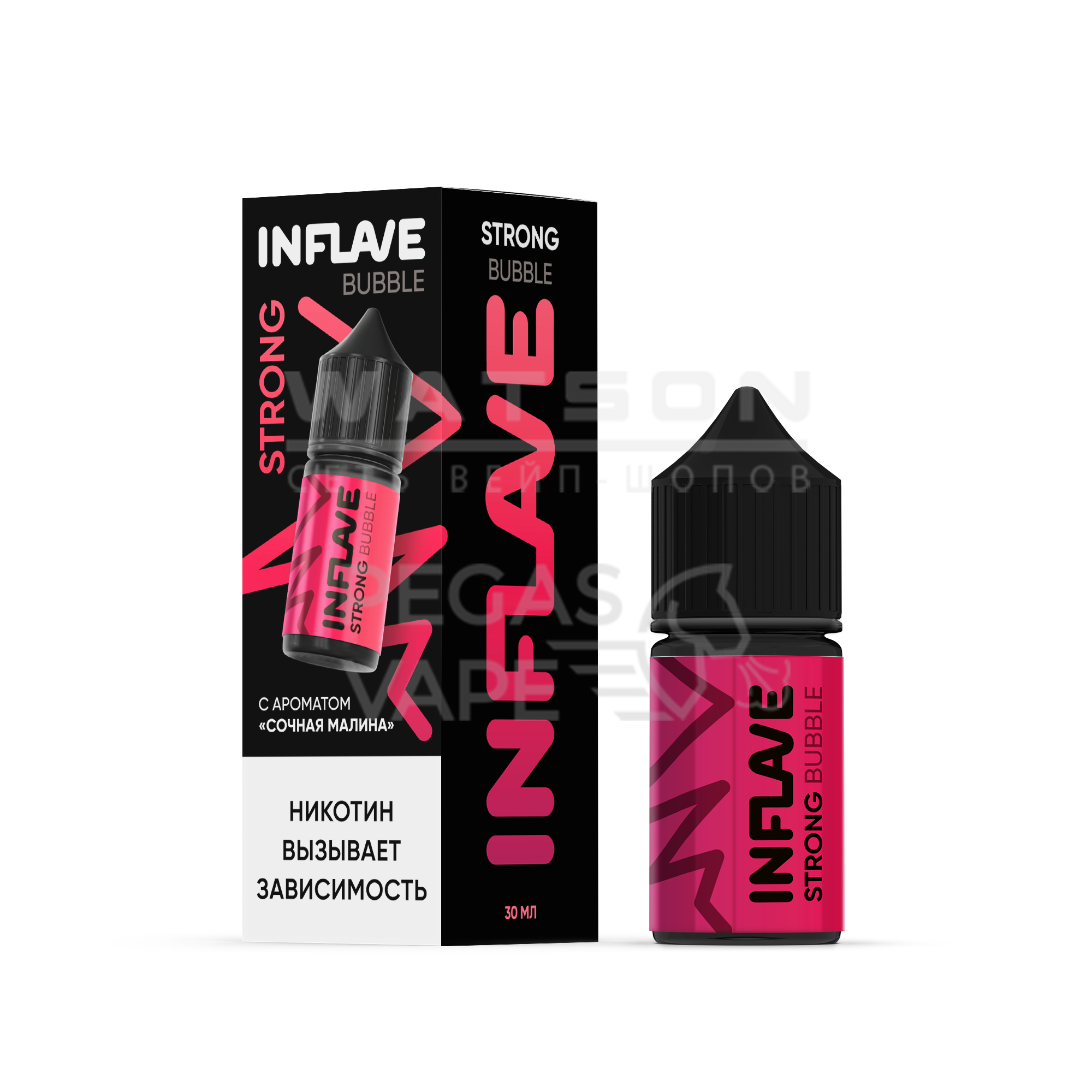 Жидкость INFLAVE BUBBLE STRONG (Сочная малина) 30 мл 2% (20 мг/мл) Strong