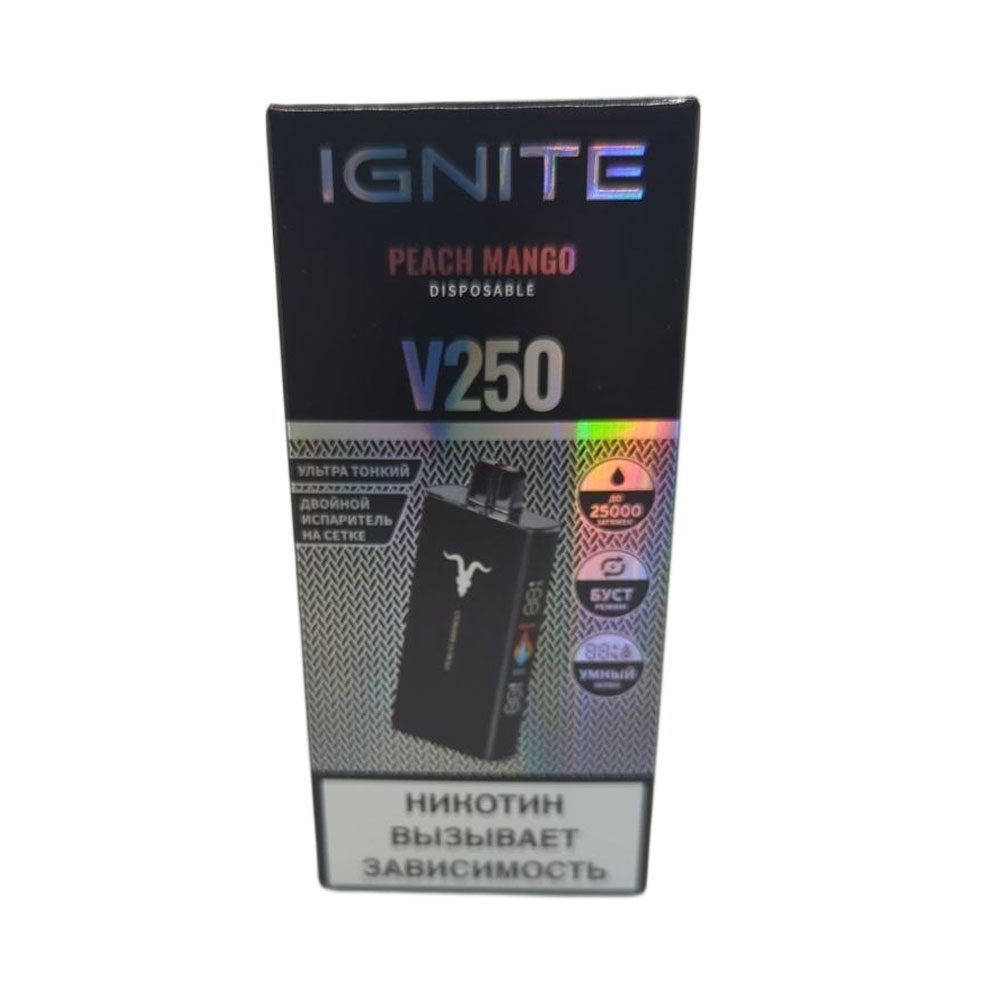 Электронная сигарета IGNITE V-250 (25000) BLACK (Персик манго) Электронная сигарета IGNITE V-250 (25000) BLACK (Персик манго)